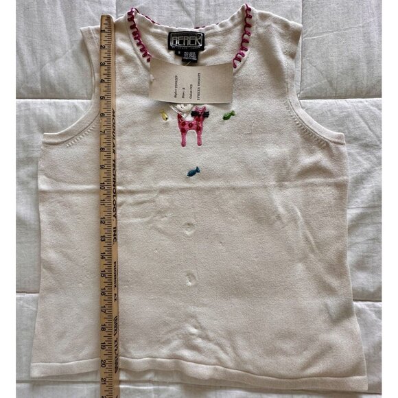 VTG Berek 2 Takako Sakon Cats & Fish Multi Beaded Sweater/Tank Top Set Sz Small - Picture 10 of 16